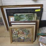 A large collection of pictures including oils and prints