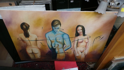 An oil on canvas nude study-signed bottom right