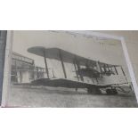 A large monochrome print of a Vickers Vimy bi-plane