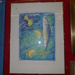 A D Croft signed 14/60 lithograph of mackerel and lemon