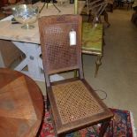 A pair of C19th oak side chairs with caned back and seats on turned stretchered supports