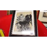 Georges Braque lithograph horse and chariot printed by Mourlot