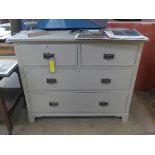 A Victorian painted chest of two short above three long drawers on plinth base