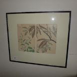 A Japanese woodblock tree and wild flower study