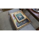 Three flower paintings gilt frames