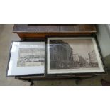 Two C18th prints of Newcastle and Mansion House