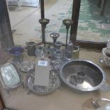 A collection of silver plate including a silver posy vase,