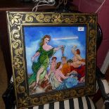 A painting on glass classical maidens indistinctly signed verso