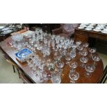 A collection of various glassware including a set of six Babycham glasses and Doulton wine glasses