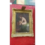 A C19th oil on canvas study of a nude in gesso frame