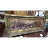 A print of the battle of Trafalgar in gilt frame