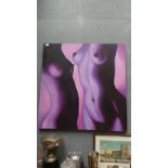 An oil on canvas abstract of nudes by McGahan