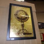 A print of a globe in ebonised frame