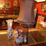 A vintage 'Pieco' desk fan, together with a c1960's stoneware lamp and a hand blown Murano glass