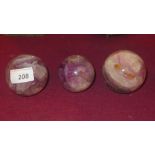 Three amythyst crystal balls