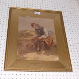 A C19th watercolour of a fisherman after Myles Birket Foster,