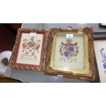Two C19th hand painted armorial crests, one for the Watkinson family,