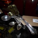 A pair of American Gorham sterling silver serving pieces together with a silver caddy spoon,