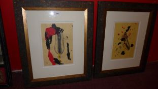 A pair of Felix Muyo (Spain) mixed media surrealist anitomical studies,