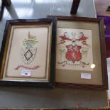Two hand painted C19th armorial crests,