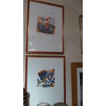 A pair of Polish school lithographs still life signed in pencil,