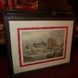 A set of glazed and framed coloured prints various London scenes