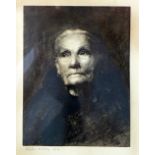 A glazed and framed etching of an elderly lady signed Ketchley 1914