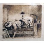 A pair of etchings erotic scenes framed and glazed