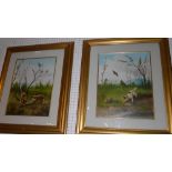 A pair of gouache studies of hunting sce