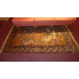 A hand knotted Persian rug, the brown gr