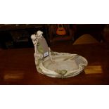 A Royal Dux porcelain centre piece of a maiden with child gazing into a pond (AF)