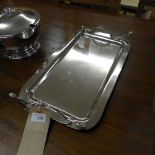 A pair of silver plated trays with acorn handles