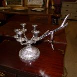 A pair of novelty chromium antler candelabras