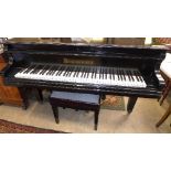 A Rosenkranz ebonised baby grand piano together with a matching stool