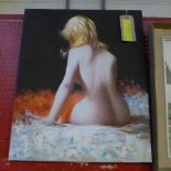 An acrylic on canvas nude figure signed John Astrop