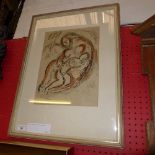 A Chagall print of Madonna and Child.