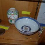 A C19th Chinese bowl and a yellow C19th Chinese vase