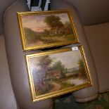A pair of oil on panel of rural river scenes (2)