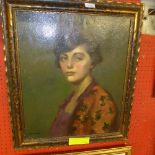 An oil on canvas female portrait signed L Bonwens