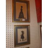 A C19th silhouette of a lady and a similar of a young girl.