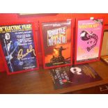 Three framed West End musical posters 'Grease', 'Whistle Down the Wind' and 'Buddy' and an