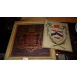 A C19th oil on panel armorial crest together with a C19th unframed oil on canvas armorial crest