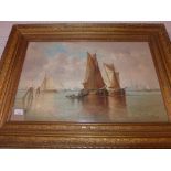 An oil on canvas circle of Paul Jean Clays signed depicting seascape with sailing vessels with