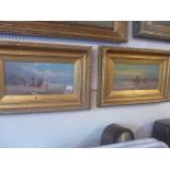 A pair of Sidney Yates Johnson oils on canvas depicting seascapes monogrammed lower left with