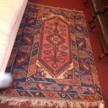 A hand knotted Turkish rug the navy fiel