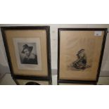 Two framed self-portraits; Rembrandt lea