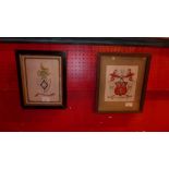 Two hand painted C19th armorial crests,