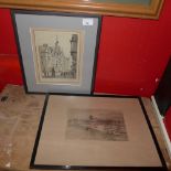 Two signed etchings, View of  Holborn, L