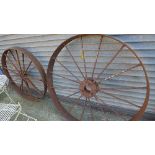 A vintage industrial cast iron wheel