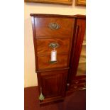 A C19th mahogany pedestal chest having three drawers over a cupboard door raised on a plinth base.